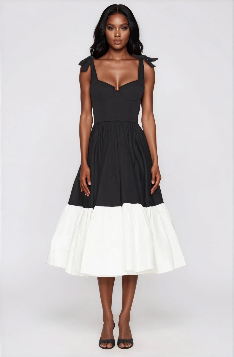 Catalina Midi Dress – Black/Beige XO, Tina