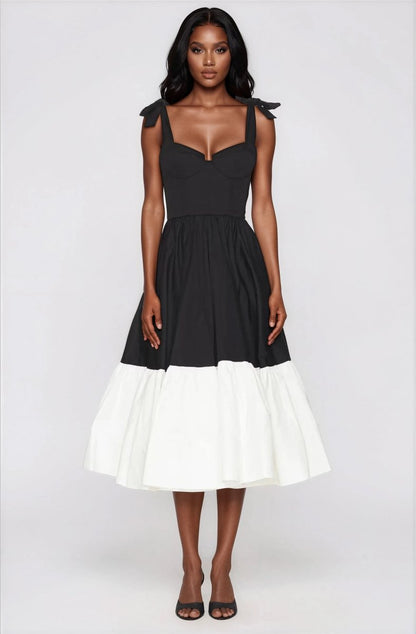 Catalina Midi Dress – Black/Beige XO, Tina