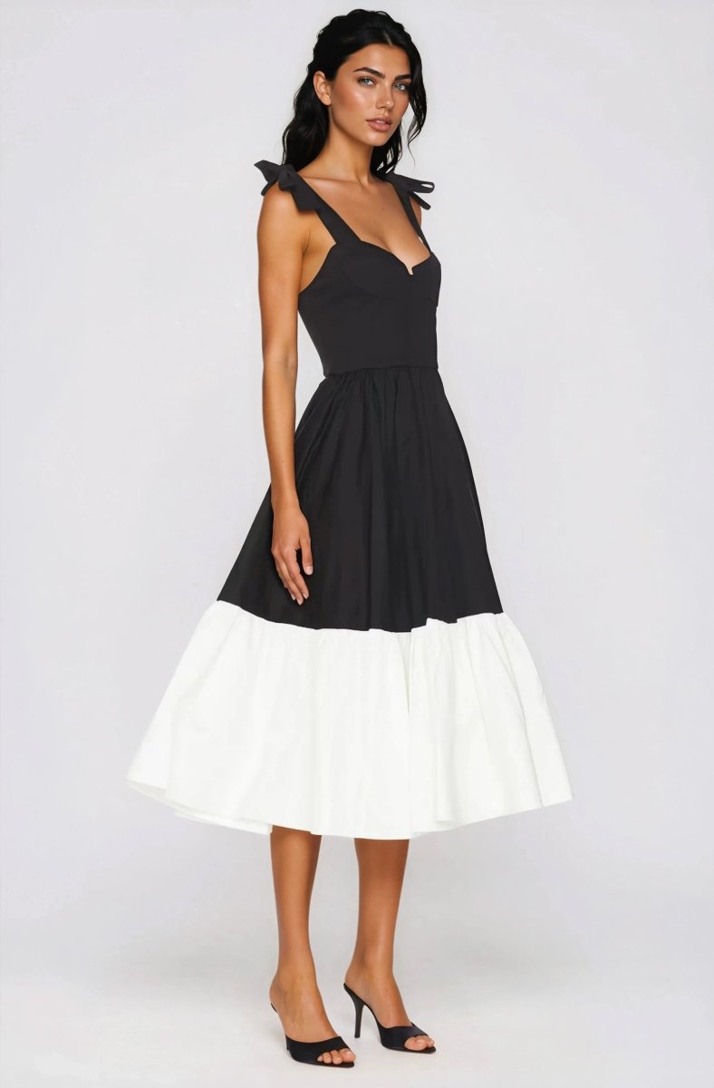 Catalina Midi Dress – Black/Beige XO, Tina