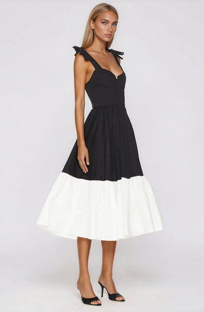 Catalina Midi Dress – Black/Beige XO, Tina