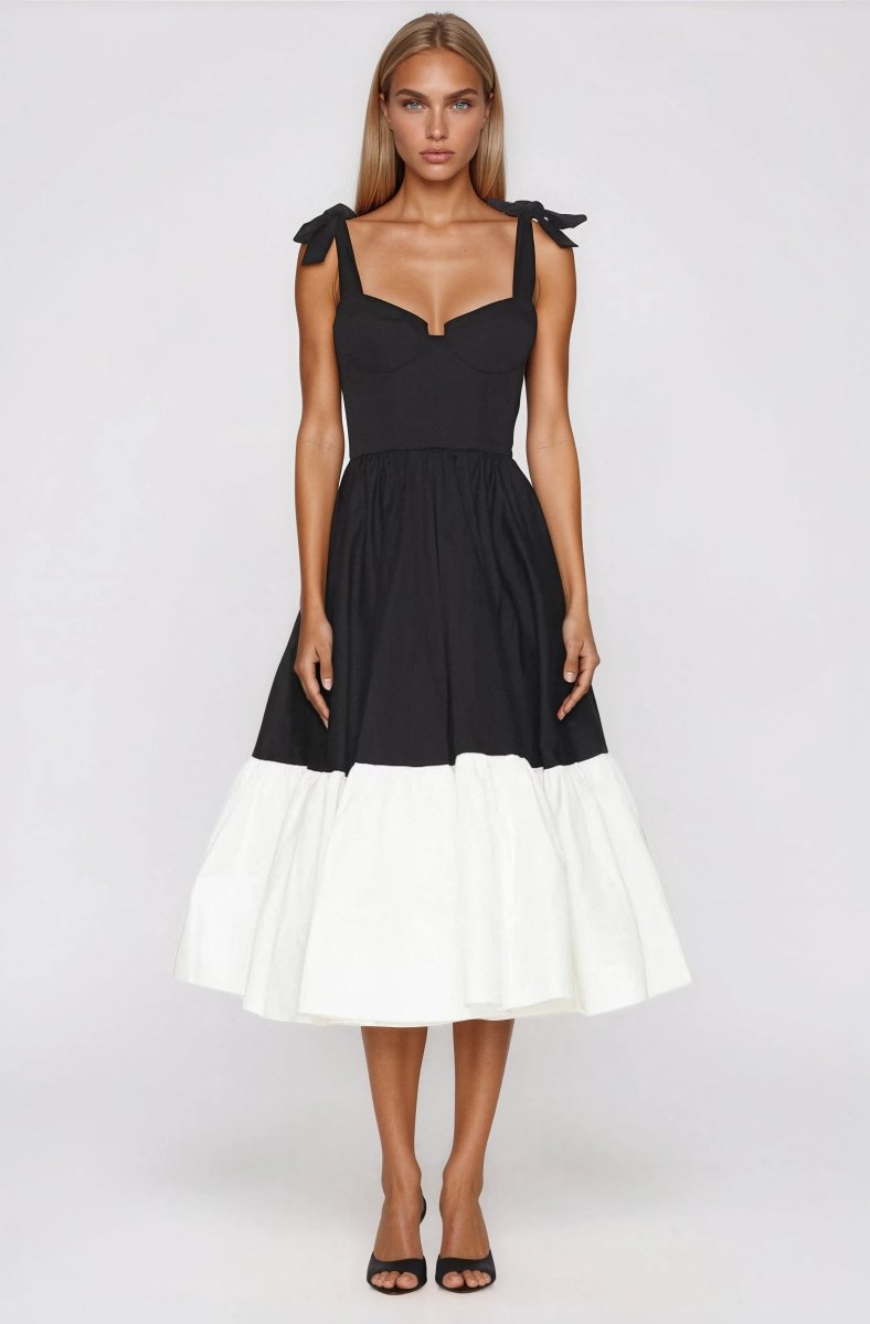 Catalina Midi Dress – Black/Beige XO, Tina