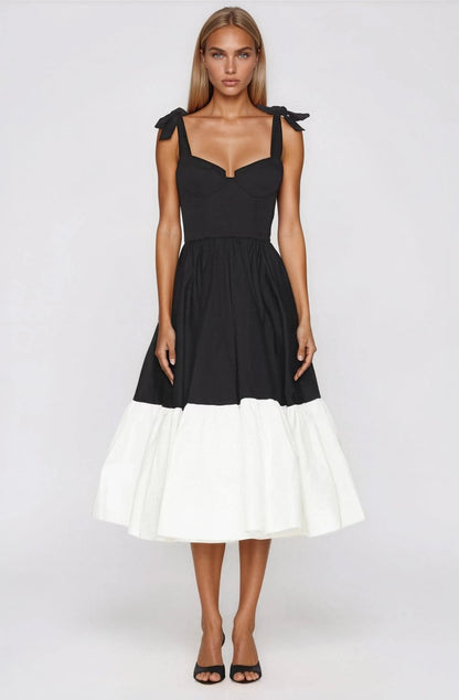 Catalina Midi Dress – Black/Beige XO, Tina