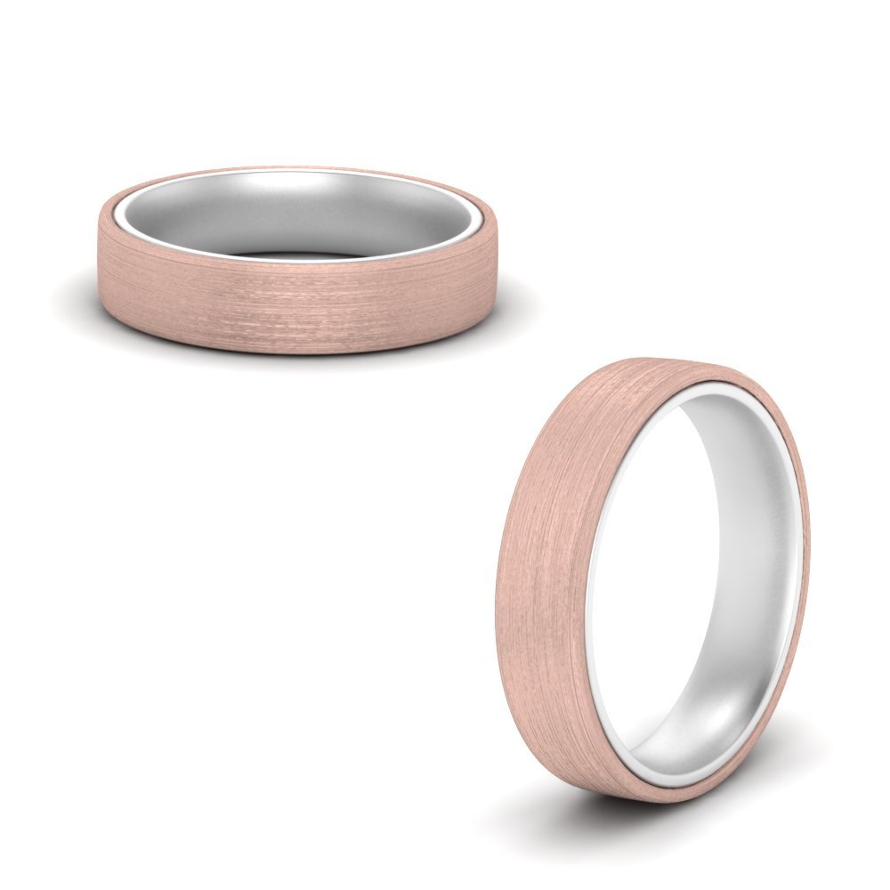 Brushed 2 Tone Mens Wedding Ring Fascinating Diamonds