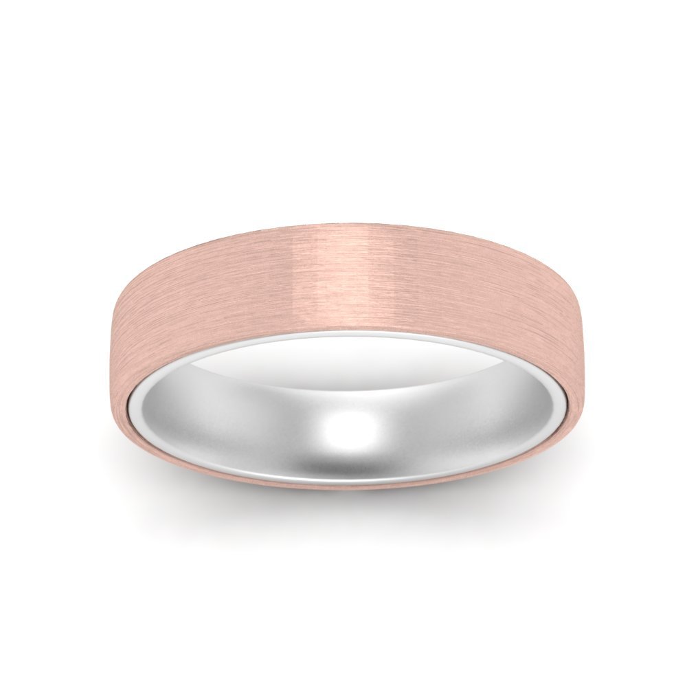 Brushed 2 Tone Mens Wedding Ring Fascinating Diamonds
