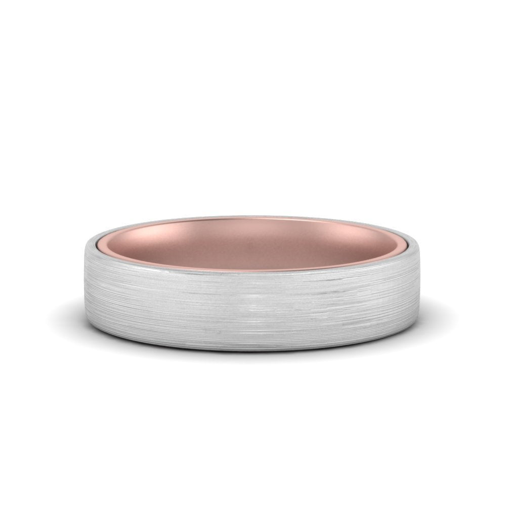 Brushed 2 Tone Mens Wedding Ring Fascinating Diamonds