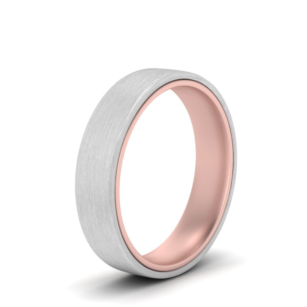 Brushed 2 Tone Mens Wedding Ring Fascinating Diamonds