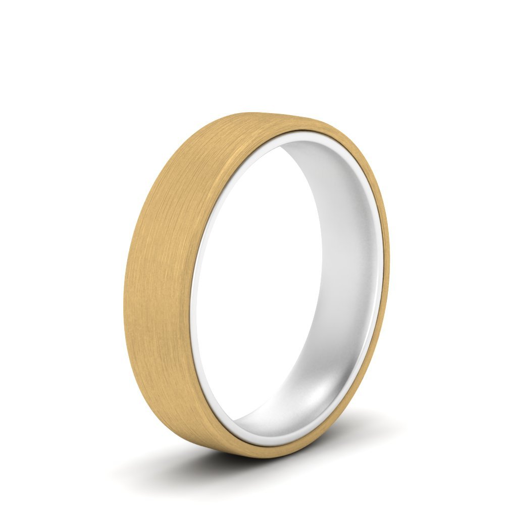 Brushed 2 Tone Mens Wedding Ring Fascinating Diamonds