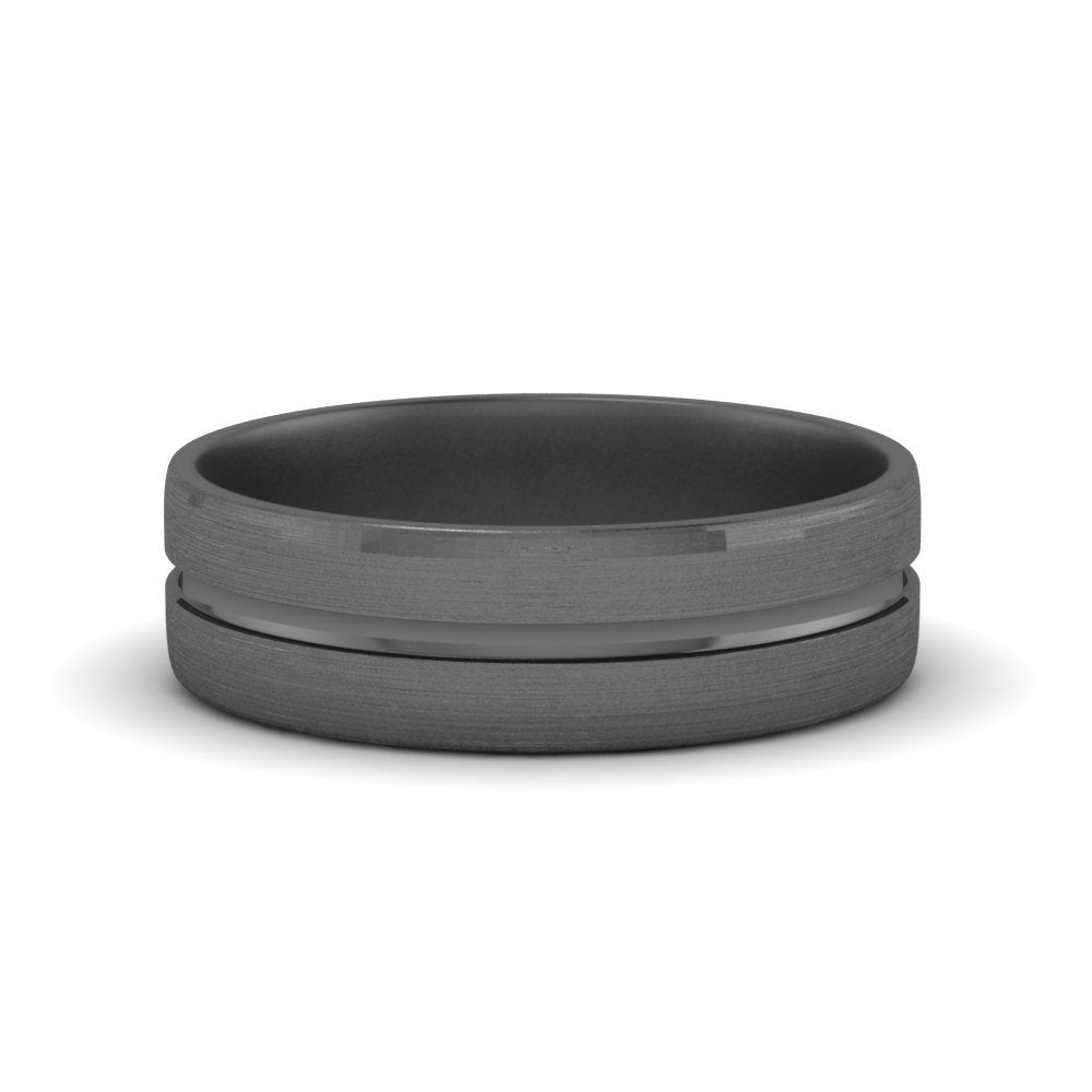 Brushed Mens Wedding Band Fascinating Diamonds