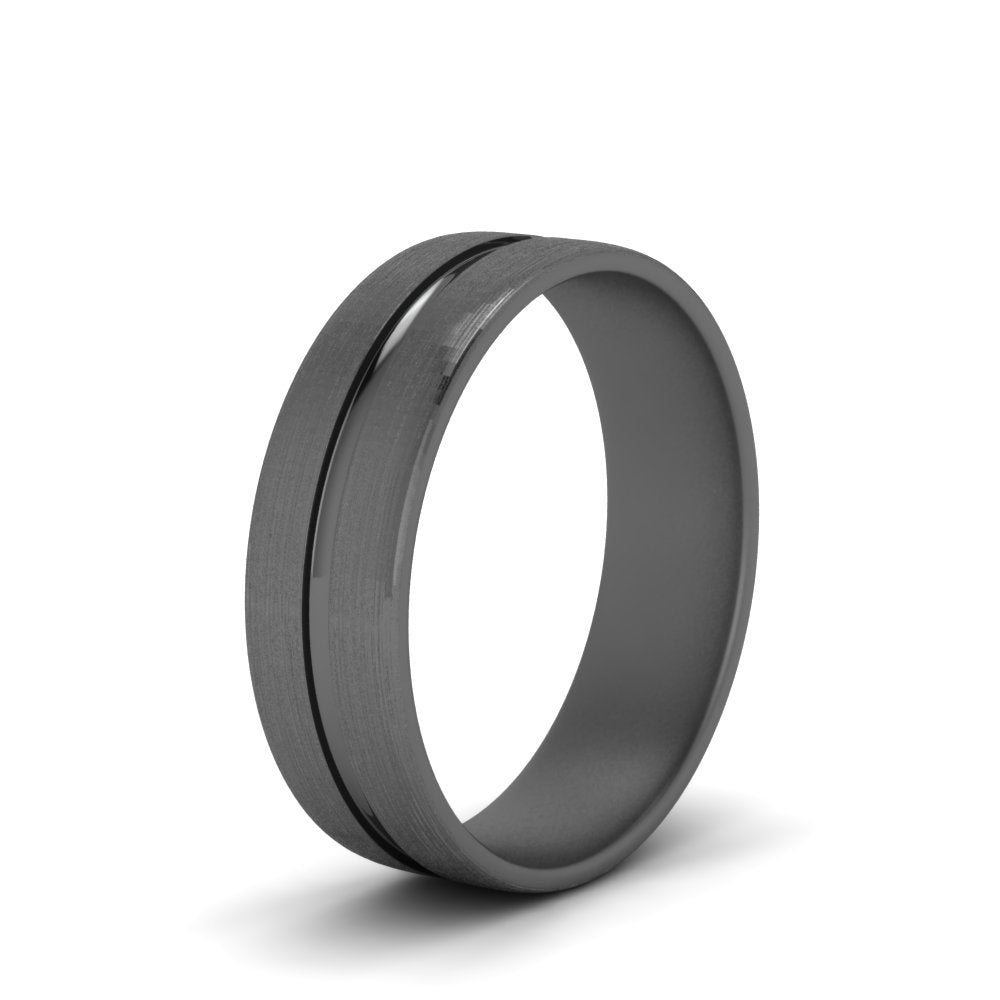 Brushed Mens Wedding Band Fascinating Diamonds