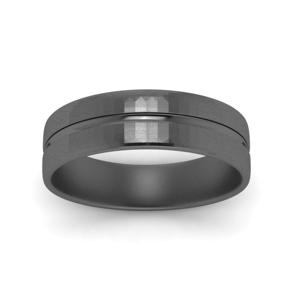 Brushed Mens Wedding Band Fascinating Diamonds