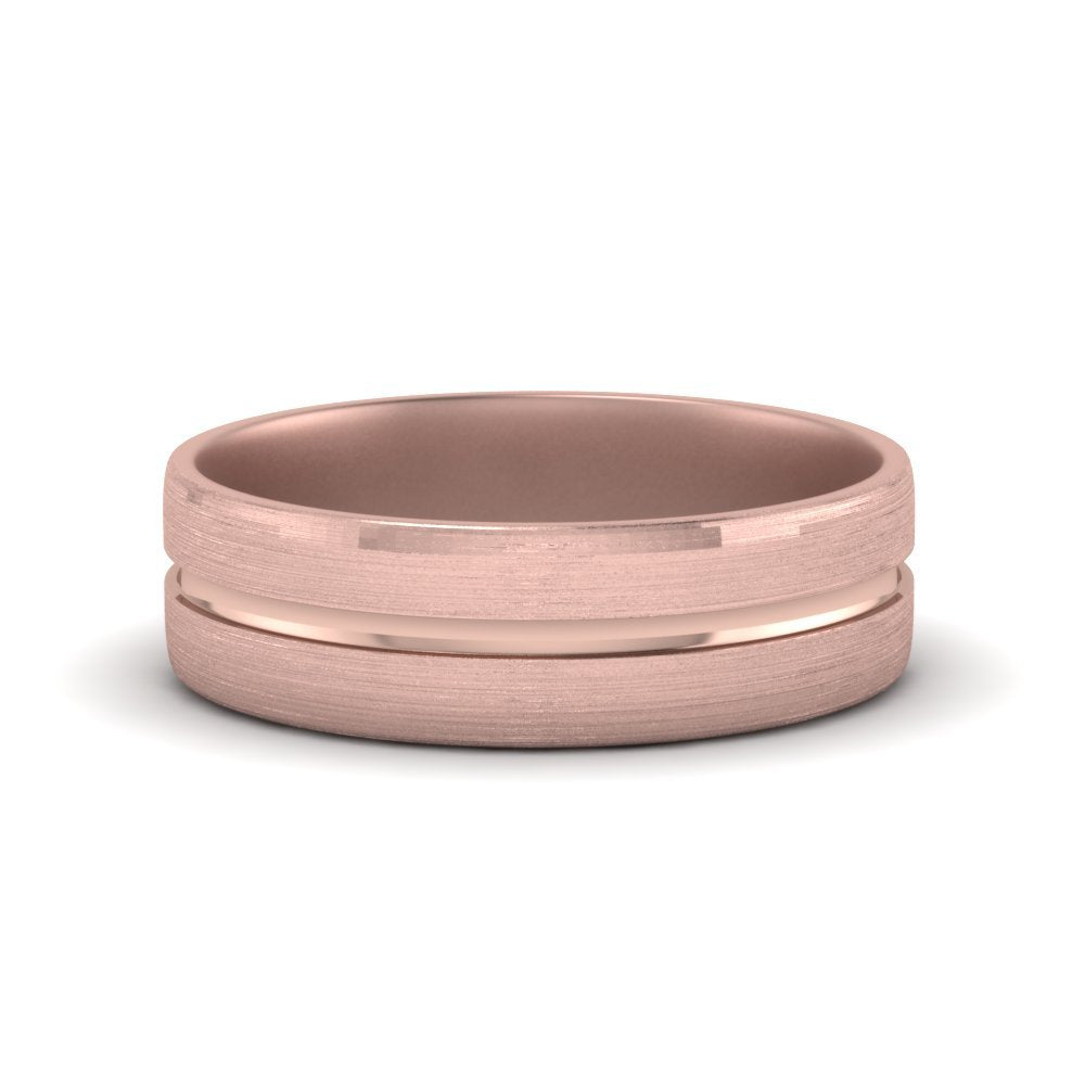 Brushed Mens Wedding Band Fascinating Diamonds