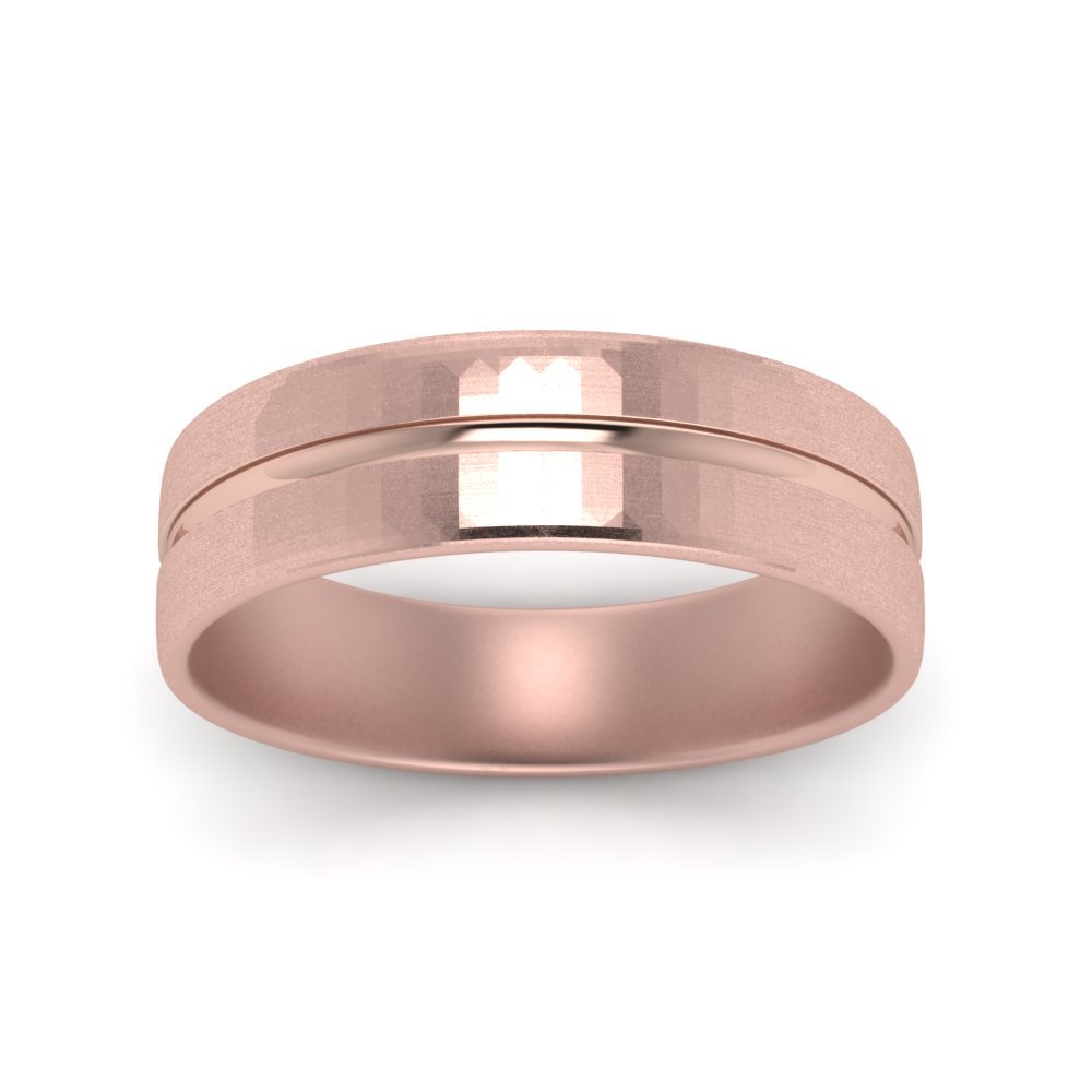 Brushed Mens Wedding Band Fascinating Diamonds