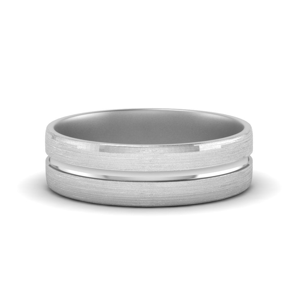 Brushed Mens Wedding Band Fascinating Diamonds
