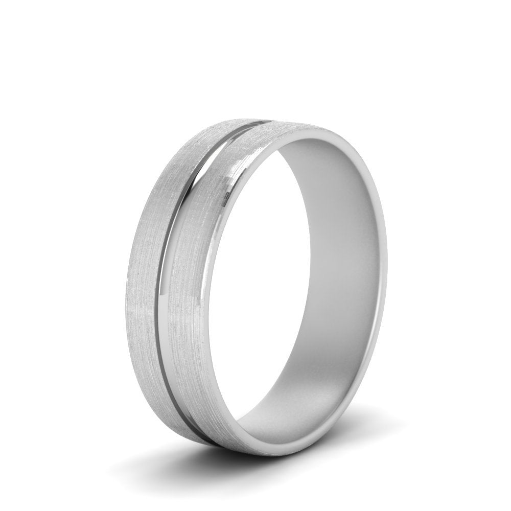 Brushed Mens Wedding Band Fascinating Diamonds