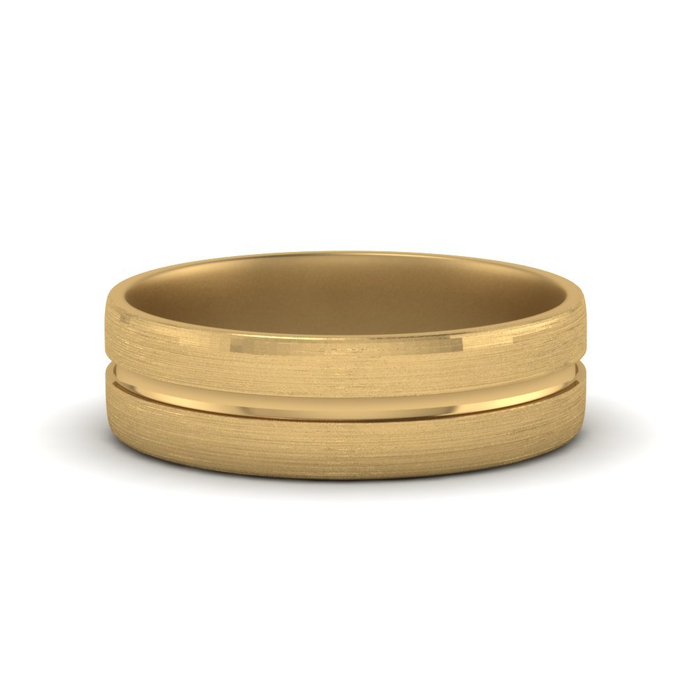 Brushed Mens Wedding Band Fascinating Diamonds