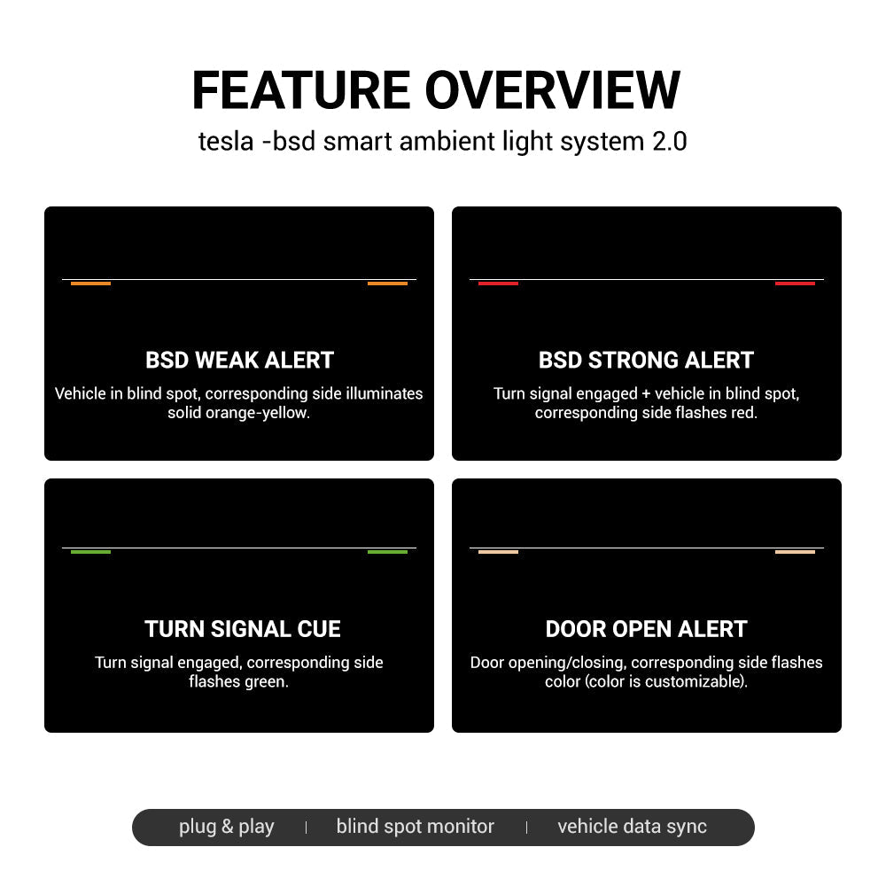 TESERY NeuroLight丨Model 3/Y Dashboard RGB Lights with Integrated BSD System Tesery Official Store