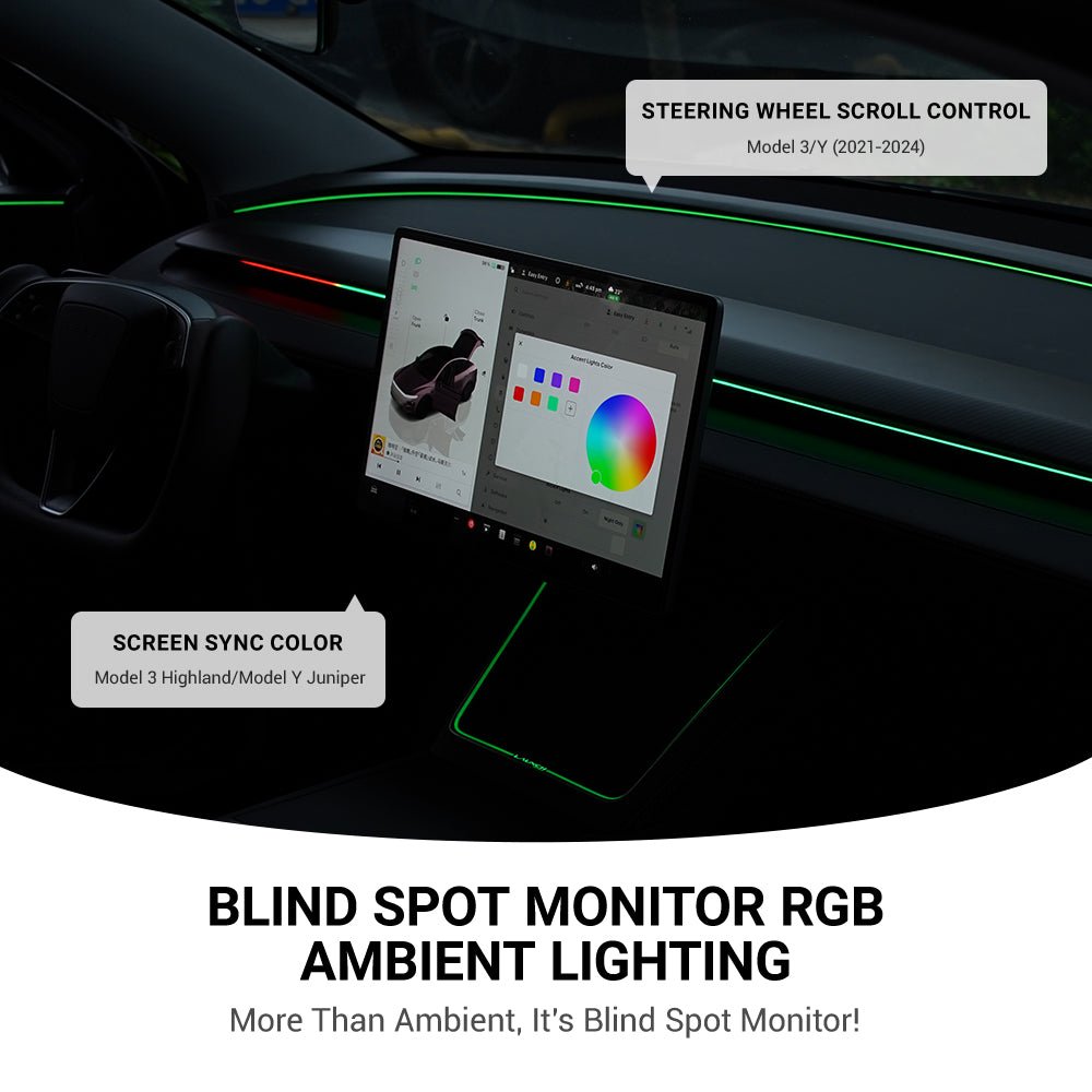 TESERY NeuroLight丨Model 3/Y Dashboard RGB Lights with Integrated BSD System Tesery Official Store