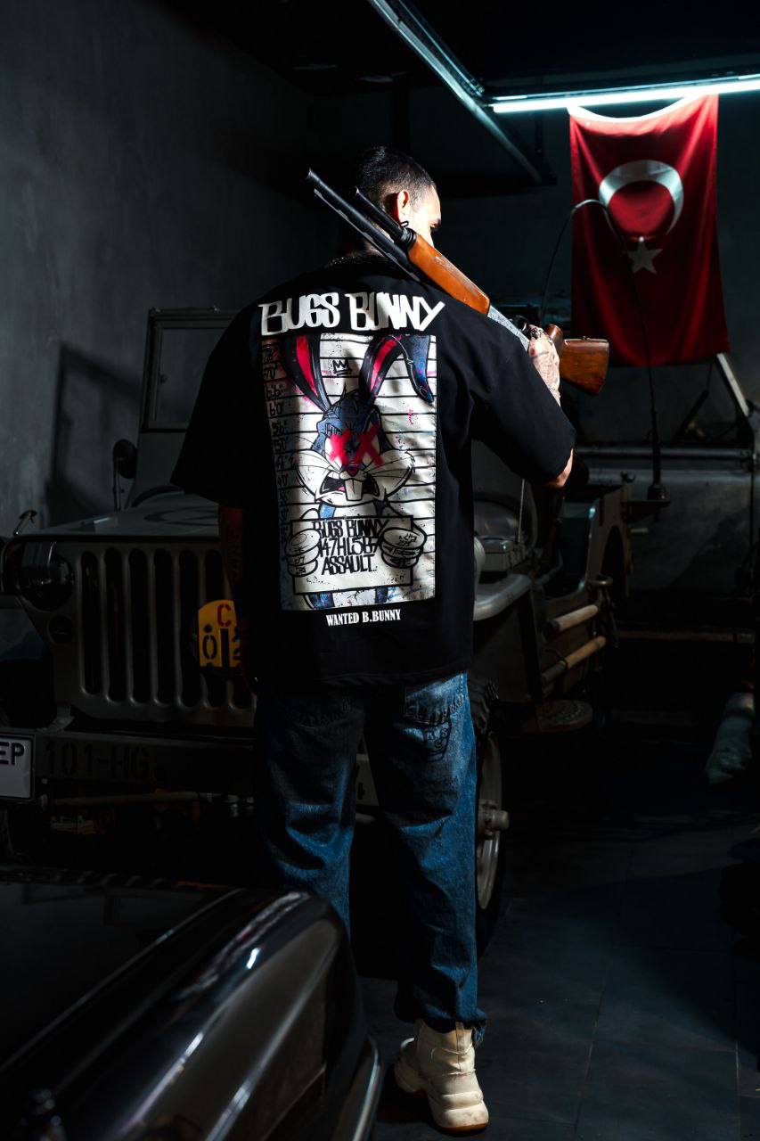 Men's Oversize 'Bugs Bunny' Graphic T-Shirt - Streetwear Looney Tunes Tee Withinblack