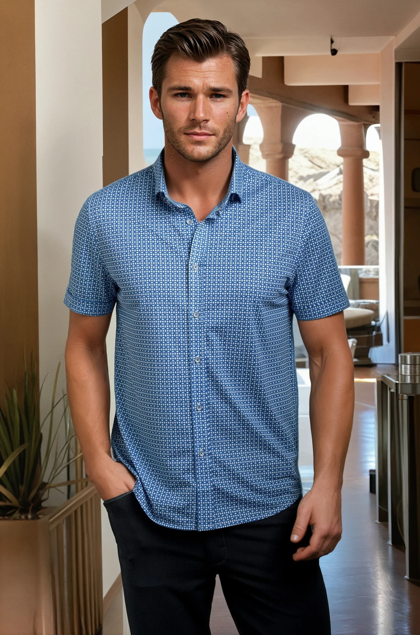 Bastille Check Short Sleeve Tech Shirt Buki