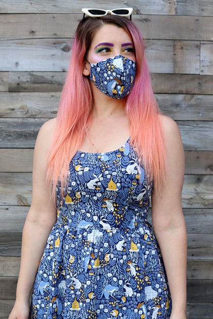 Busy Bees/Blue Gingham Mask Retrolicious