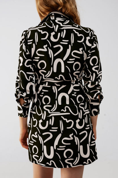 Button front mini shirt dress in black Q2store