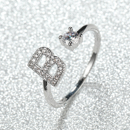 Popular Fashion Silvery AZ Letter Ring Initials Wedding Love Couple Rings Bridesmaid Gift NovaCart