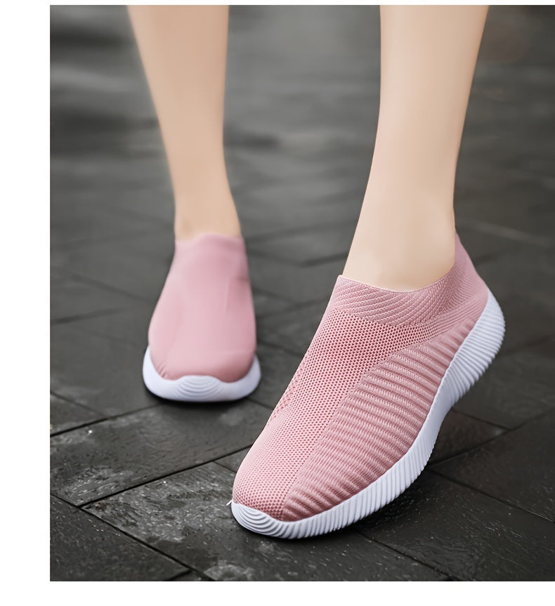 Women'S Lightweight Slip-On Sneakers, Solid Color Fabric Upper, Round Toe, MD Sole, Low Top, All-Season Casual Shoes for Running, Fitness, Dance, Walking, Travel NovaCart