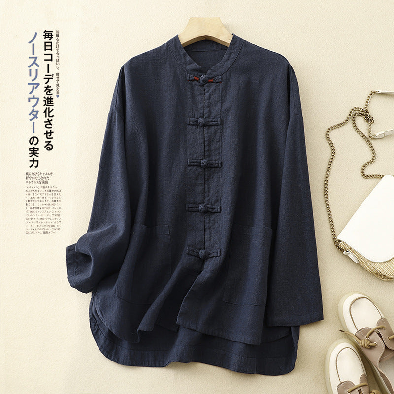 Women’s Retro Chinese-Style Cotton & Linen Loose Top FitiqueFit