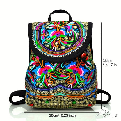 [Ethnic Style Daypack] GUDAOBELL Vintage Embroidered Women's Backpack | Ethnic Style Travel Daypack Tote Shoulder Bag NovaCart