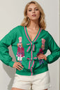 Nutcracker Sequin Bow Decor Cardigan FitiqueFit