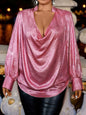 Plus Size Cowl Neck Long Sleeve Blouse See size chart under “more details” The Fashion Celestial