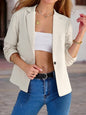 Women’s Three-Quarter Sleeve Pleated Office Blazer FitiqueFit