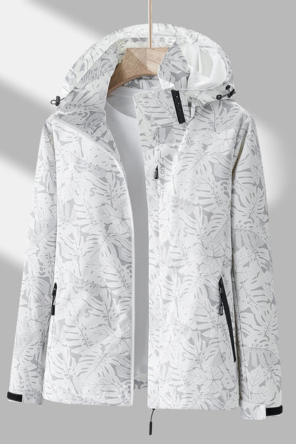 Women'S Outdoor Windbreaker Jacket | Casual Stand Collar, Non-Stretch Fabric, Random Print, Long Sleeve, Zipper Closure, Detachable Hood NovaCart