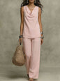 Women's Slash-Neck Sleeveless Tank Top & Casual Pants Set FitiqueFit