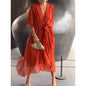 Batwing Sleeve V-Neck Midi Dress – Tied Irregular Hem Fairy Dress FitiqueFit