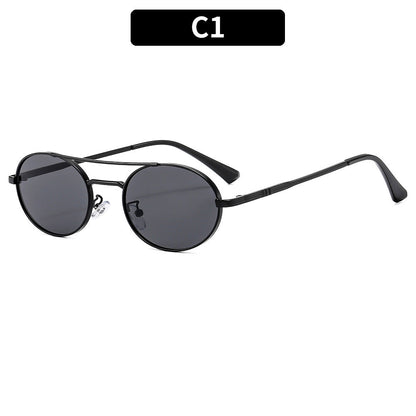Retro Oval Dual-Beam Metal Sunglasses | UV Protection FitiqueFit