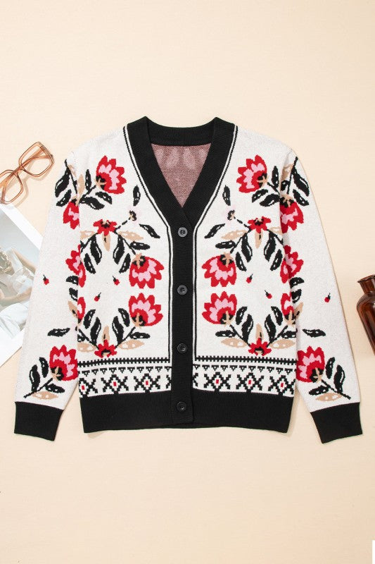 Floral Knit Button-Front V-Neck Cardigan Shop Style & More | Fresh Looks, Everyday Deals & Free Shipping
