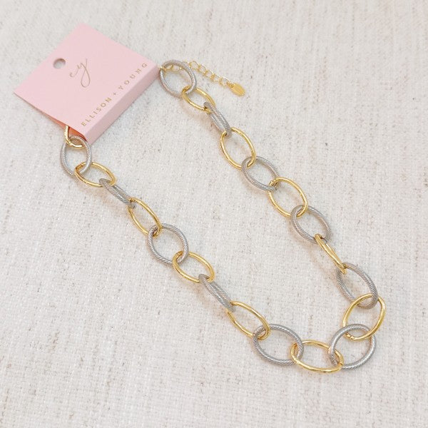 Cabled Texture Two Tone Chain Necklace Shop Style & More | Fresh Looks, Everyday Deals & Free Shipping