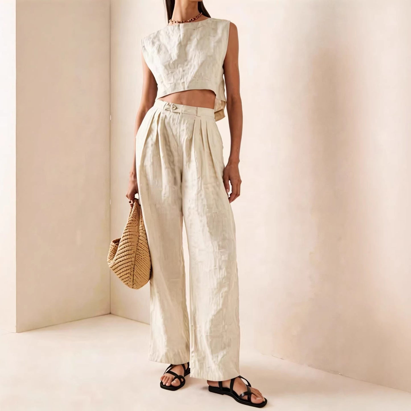 Women's Crew-Neck Loose Casual Two-Piece Set – Breathable T-Shirt & Pants FitiqueFit