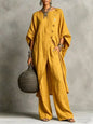 Women's Drop Shoulder Three-Quarter Sleeve Irregular Shirt & Pants Set FitiqueFit