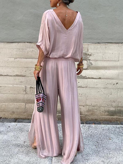 Solid-Color Chiffon Two-Piece Set – 10 Colors, S–5XL FitiqueFit