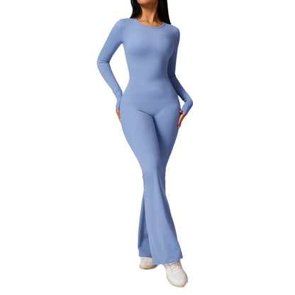Leisure Horn Long Sleeve Yoga Jumpsuit Tight Quick-drying Sports Workout Grayceful LLC