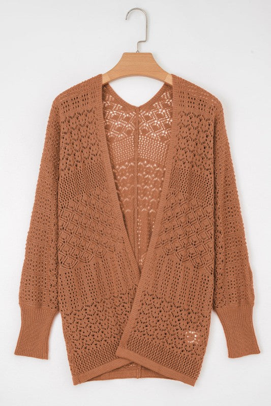 Solid Hollow Knit Open-Front Cardigan Shop Style & More | Fresh Looks, Everyday Deals & Free Shipping