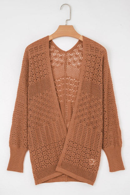 Solid Hollow Knit Open-Front Cardigan Shop Style & More | Fresh Looks, Everyday Deals & Free Shipping