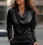 Women's Fashion Long Sleeve Irregular Collar Drape Shirt See size chart under “more details” The Fashion Celestial