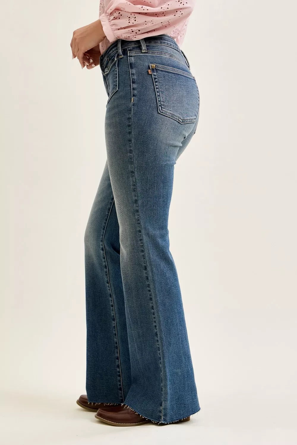 Judy Blue Mid Rise Flare Jeans with Front Flap Pockets New Era Fashion LLc