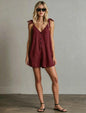 Women's V-Neck Sleeveless Jumpsuit – Cardigan Strap Cropped Straight-Leg FitiqueFit