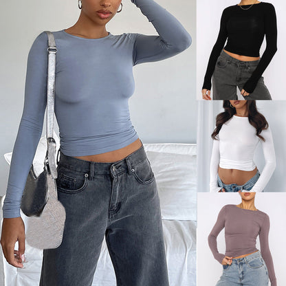 Slim Fit Long Sleeve Shirt | Women's Casual Crop Tops FitiqueFit