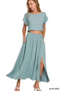 Zenana Heavy Woven Span Crop Tee & Skirt Set West2East Surf