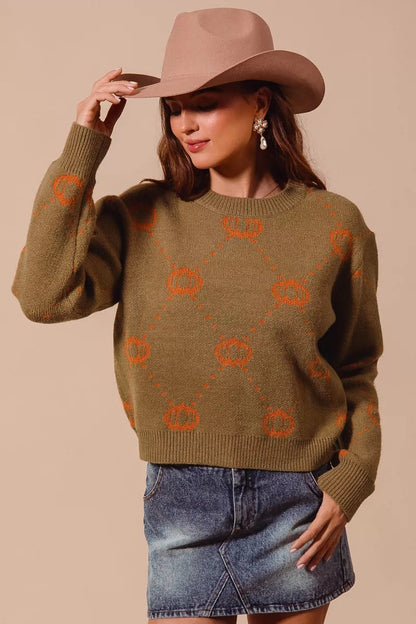 SO ME Pumpkin Rhombus Halloween Thanksgiving Sweater West2East Surf